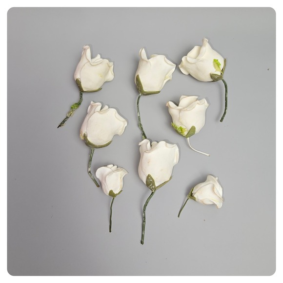 Artificial White Clay Rose Buds Faux Floral Craft Supplies Wedding - Picture 1 of 7